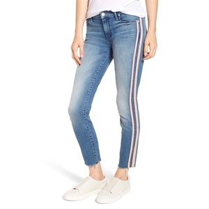 Mother Looker Ankle Fray Jeans Baby Pink Stripe